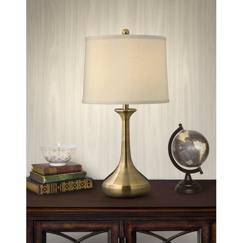 Medallion Lighting Metallic Drop 26" Satin Antique Brass Table Lamp